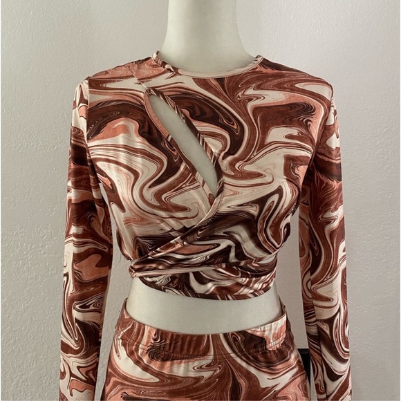 SHEIN SXY Marble Print Crop Top & Split Skirt Women’s Set✨ - Picture 5 of 7